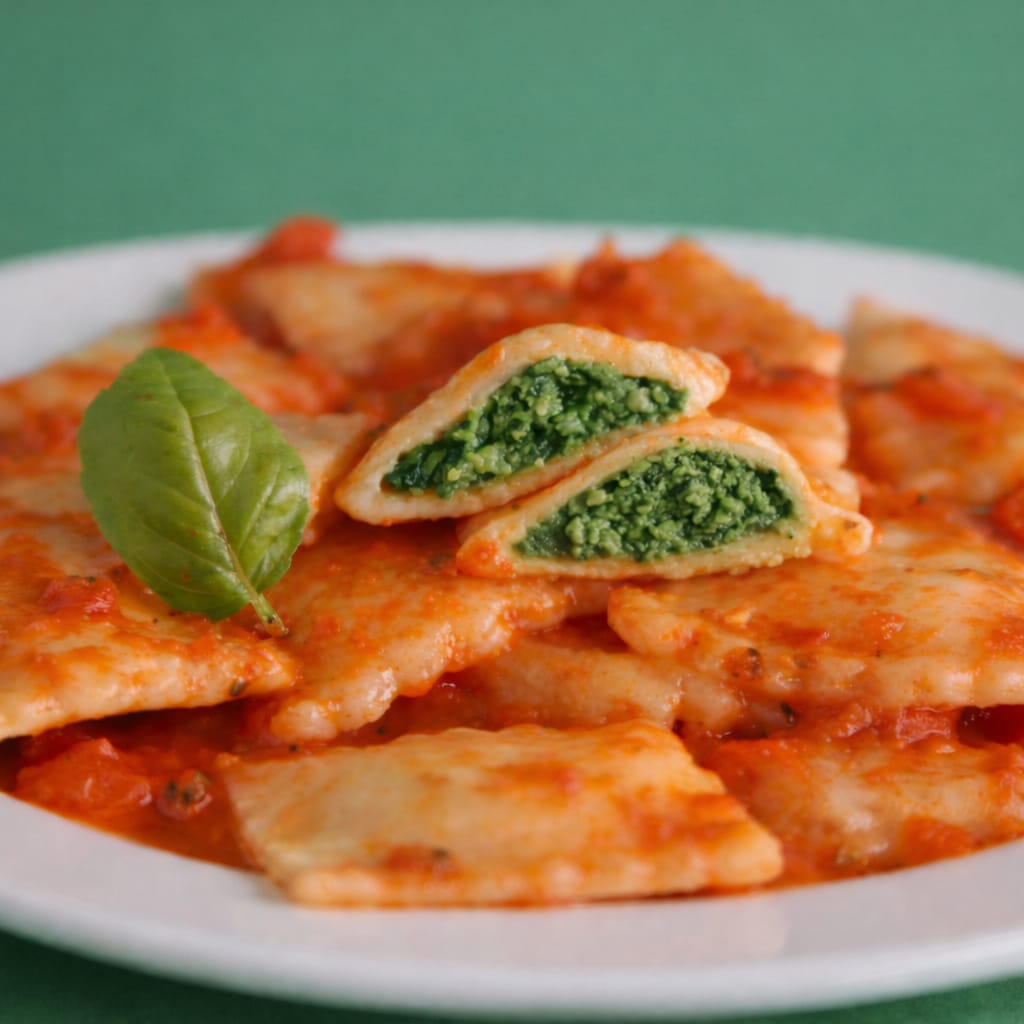 Ravioles espinaca con salsa roja x400g