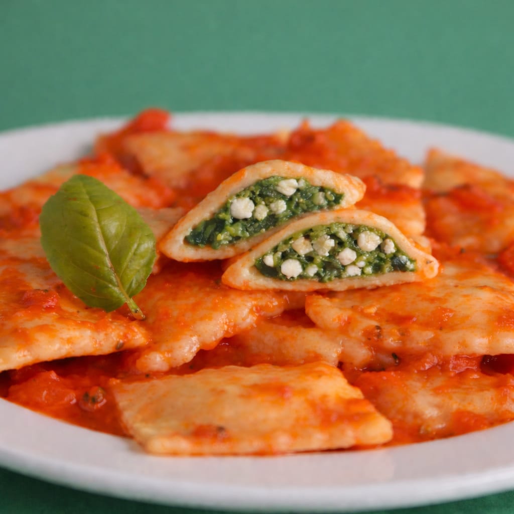 Ravioles ricota y espinaca con salsa roja x400g