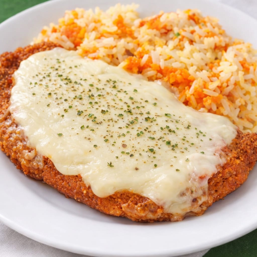 Suprema a la napolitana con arroz y pure de zanahorias x400g